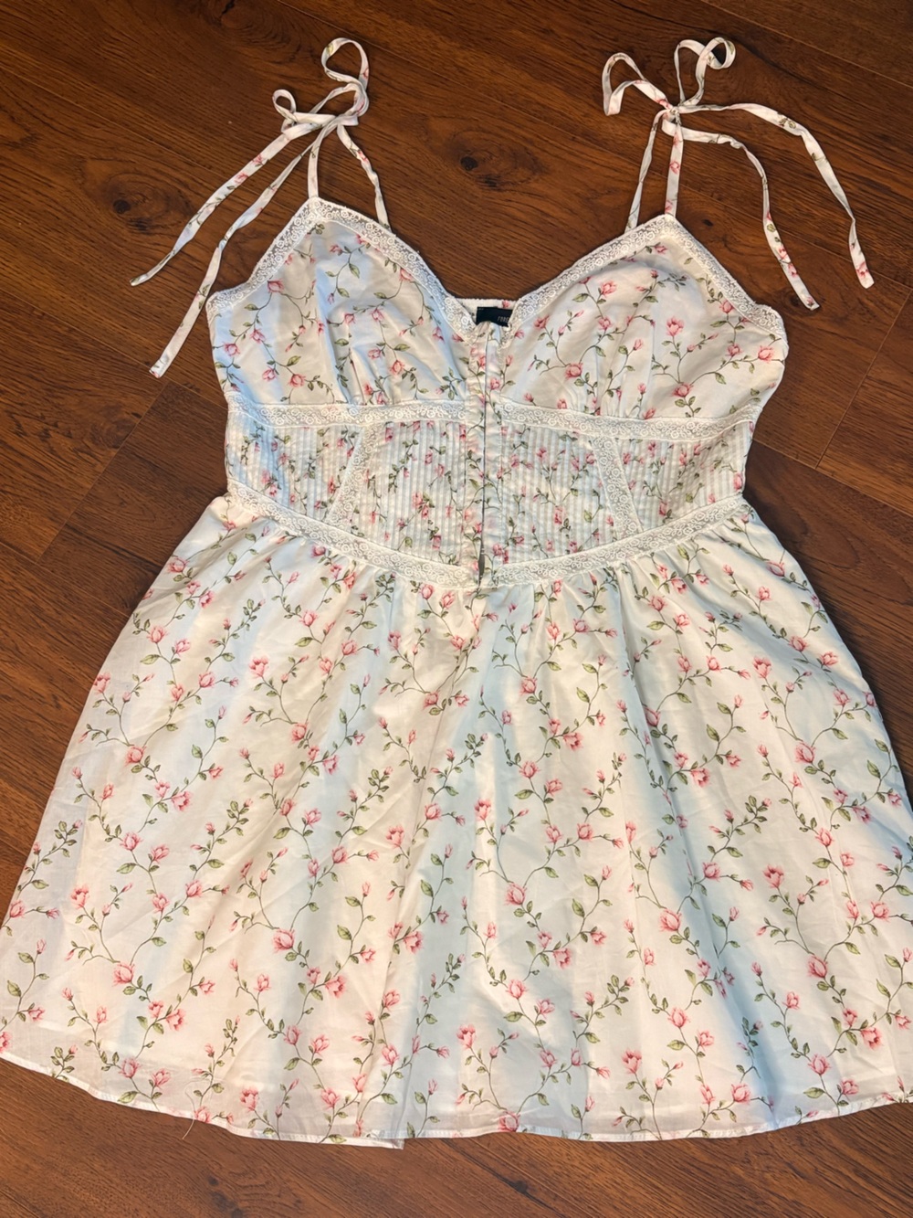 Forever 21 White Sundress with Pink Rose Print